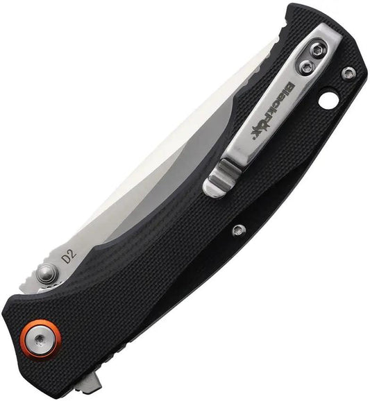 Black Fox Linerlock Knife BF782 Satin D2 Blade G10 Handle Orange Accents EDC Tactical by Black Fox