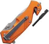 Black Fox Demand Rescue Linerlock Knife For Tactical Pros Orange Handle Glass Breaker Belt Cutter 4.5in Closed by Black Fox