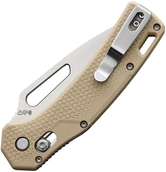 BlackFire Pivot Lock Tanto Knife D2 Satin Blade 3in 4in Closed Tan Nylon Handle EDC Tactical by BlackFire