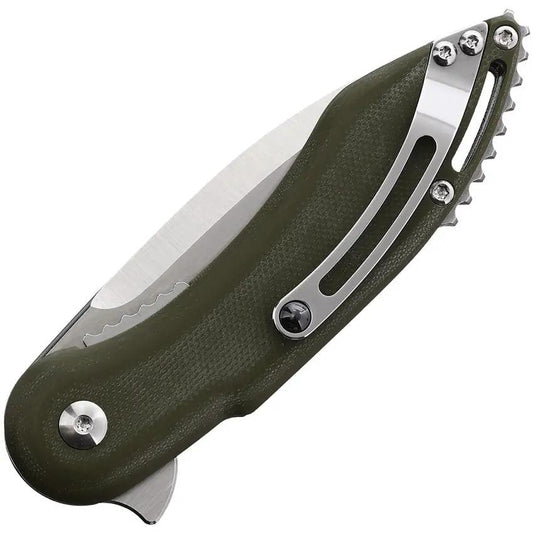 Begg Knives Mini Glimpse Linerlock OD Green G10 No Holes EDC Knife 4 Inch Closed 3 Inch Satin D2 by Begg Knives