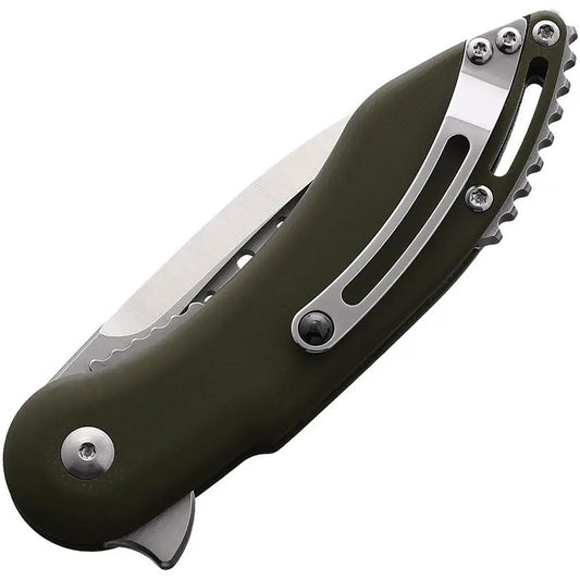 Begg Knives Mini Glimpse Linerlock EDC Knife With 3in D2 Blade Extended Tang OD Green G10 by Begg Knives