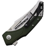 Begg Knives Astio Framelock OD Green G10 EDC Knife With D2 Satin Tanto Blade Extended Tang by Begg Knives