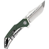 Begg Knives Astio Framelock OD Green G10 EDC Knife With D2 Satin Tanto Blade Extended Tang by Begg Knives