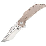 Begg Knives Astio Framelock EDC Knife Tan G10 Handle D2 Satin Tanto Blade Extended Tang by Begg Knives