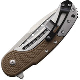 Begg Knives Bodega Framelock Tan EDC Knife With D2 Spear Point Blade 3.5in Satin Finish G10 Handle by Begg Knives