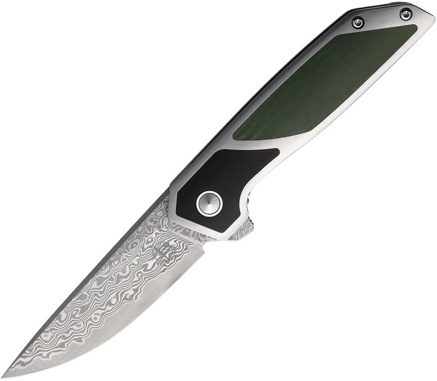 Begg Knives Diamici Linerlock Damascus DIAMICI DAMASCUS GRN/BLK
