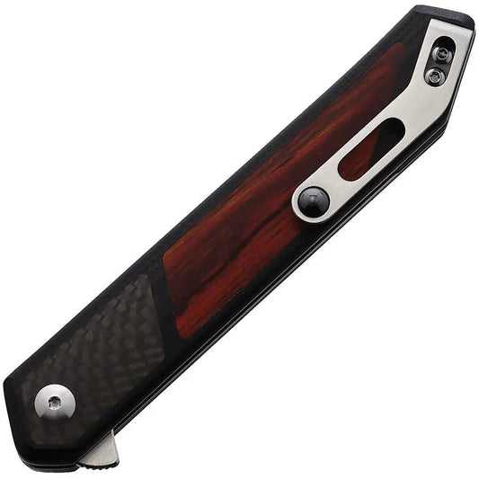Begg Knives Kwaiken Linerlock Knife With D2 Satin Blade Black G10 Handle Carbon Fiber Inlay For EDC Enthusiasts by Begg Knives