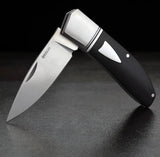 Begg Knives DP Slip Joint Pocket Knife Black G10 Handle 3in Satin Drop Point Blade 14C28N EDC by Begg Knives