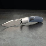 Begg Knives Recurve Slip Joint EDC Knife Blue G10 Handle Satin 14C28N Blade Premium Compact by Begg Knives