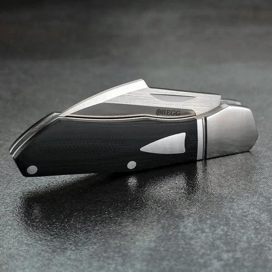Begg Hawkbill Slip Joint Knife for EDC Premium 3 Inch Closed 14C28N Satin Blade G10 Handle by Begg Knives