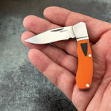 Begg Knives Mini Hunter Slip Joint EDC Pocket Knife With Satin 14C28N Blade Orange Black G10 by Begg Knives
