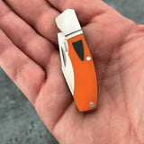 Begg Knives Mini Hunter Slip Joint EDC Pocket Knife With Satin 14C28N Blade Orange Black G10 by Begg Knives