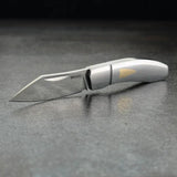 Begg Knives Sheepfoot Mini Slip Joint BG046 Satin 14C28N Blade Stainless Handle Brass Shield EDC Compact by Begg Knives