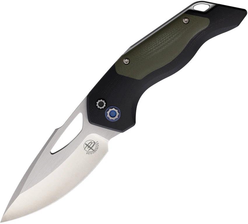 Begg Knives Galaxy Button Lock Blk/Grn GALAXY BLACK GREEN INLAY CRYO by Begg Knives
