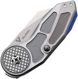 Begg Micro Burst Button Lock Knife Gray Checkered Aluminum Handle For EDC Enthusiasts Premium VG10 Wharncliffe Blade by Begg Knives