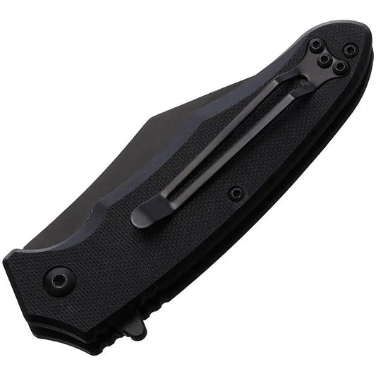 Blackhawk Be Wharned Linerlock Assisted Opening Knife D2 Wharncliffe Blade Black DLC G10 For EDC Fans by Blackhawk