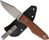 Big Idea Design Lookout Fixed Blade Knife Nitro V 2.5In Clip Point Stonewash Brown Canvas Micarta Full Tang For EDC by Big Idea Design