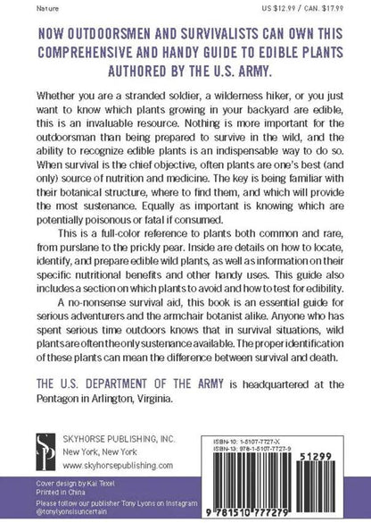Edible Plants Pocket Guide For Foragers And Outdoor Enthusiasts Safe Foraging Identify Prep US Army by Books