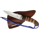 BenJahmin Knives Premium Stacked Leather Hunter Knife 8.75in Overall 4.25in 440C Blade Rosewood Brass Handle for Hunters by BenJahmin Knives