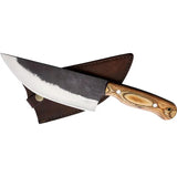 BenJahmin Camp Cleaver BK A029 Full Tang 7 Inch Stainless Blade Wood Handle For Campers Lanyard Hole Leather Sheath by BenJahmin Knives