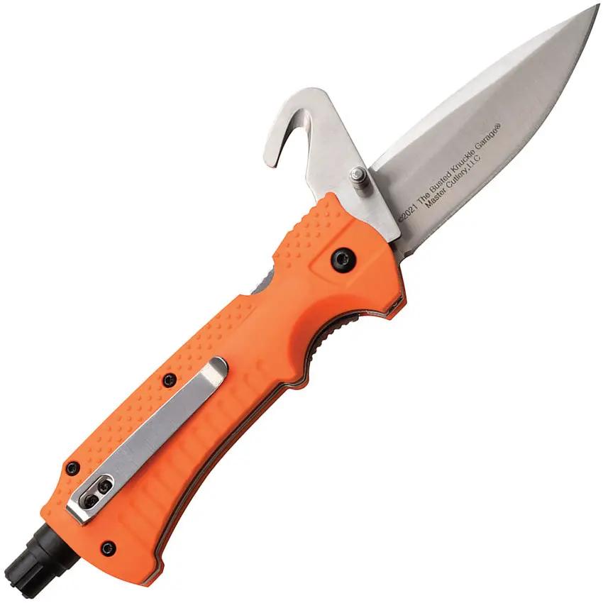 Busted Knuckle Linerlock Knife Orange Handle EDC Versatile Satin Blade 3.5 Inch Belt Cutter by Busted Knuckle