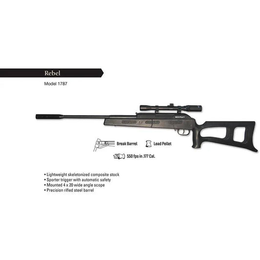 Beeman Rebel Pellet Air Rifle 177 Caliber 480 FPS Break Barrel With Scope And Mounts For Target Shooters by Beeman