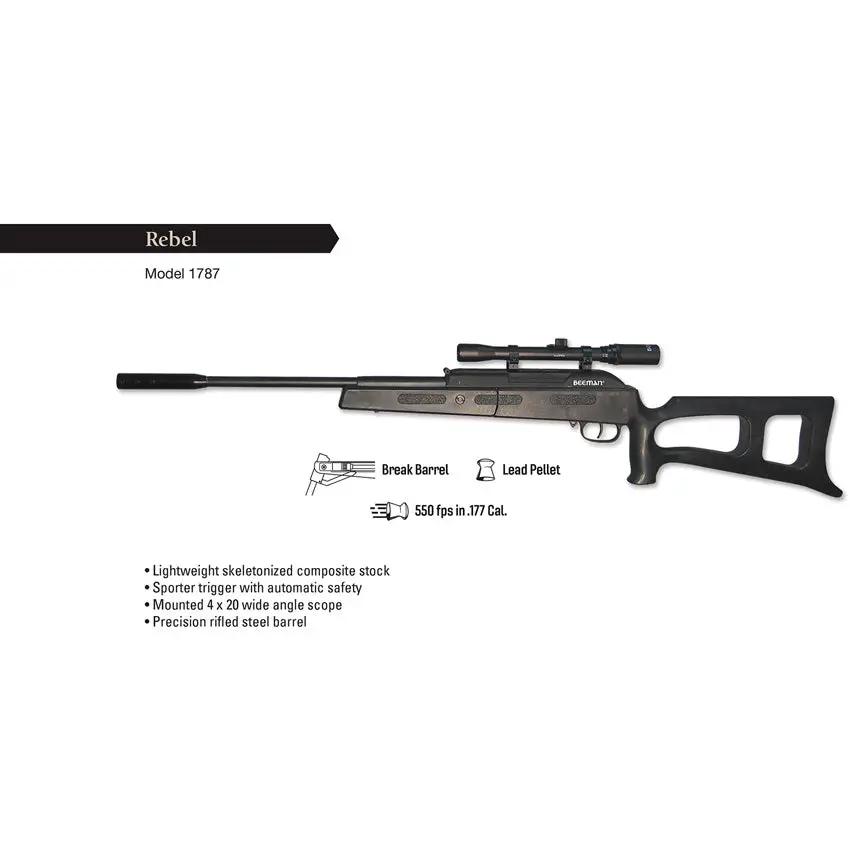 Beeman Rebel Pellet Air Rifle 177 Caliber 480 FPS Break Barrel With Scope And Mounts For Target Shooters by Beeman