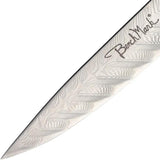 Benchmark Damascus Utility Knife 5in Blade Rosewood and Greenwood Handle for Professionals by Benchmark