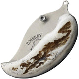 B Merry Pocket Ulu Knife Caribou Antler Handle Premium Satin 440 Stainless Blade 2.63in Outdoor Enthusiasts EDC by B Merry