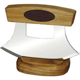 B Merry Ulu Birchwood Leather Inlay Knife UBL26 With 5.75 Inch Mirror Finish Blade And Stand For Home Cooks by B Merry