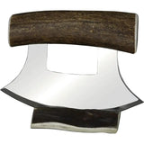B Merry Ulu Caribou Antler Ulu Knife With 5.75in Mirror Stainless Blade And Stand For Outdoor Enthusiasts by B Merry