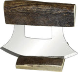 B Merry Ulu Moose Antler Knife With Mirror Finish 440 Stainless Blade Shed Moose Antler Handle For Outdoor Hunters by B Merry
