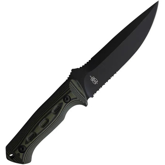 BucknBear Fixed Blade Knife Rugged Full Tang 6in D2 Tool Steel Partial Serrated Blade Canvas G10 Outdoorsmen by BucknBear