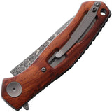 BucknBear Falcon Linerlock Damascus Folding Knife 3.25 Inch Blade for EDC Enthusiasts Wood Handle by BucknBear