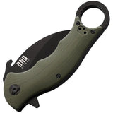 BucknBear Tactical Karambit Knife Linerlock D2 Blade Black OD Green G10 Extended Tang Finger Ring Pocket Clip For EDC by BucknBear