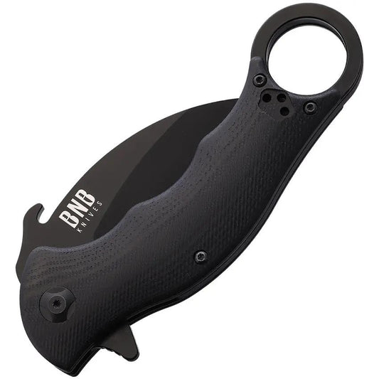 BucknBear Tactical Karambit Linerlock Knife With 3 Inch D2 Blade Black G10 Handle EDC Ready by BucknBear