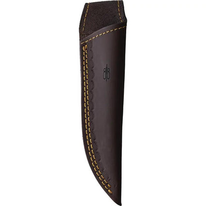 BucknBear Damascus Fixed Blade Knife 8 Inch Overall Full Tang with Brown Wood Handle and Leather Sheath for Hunters by BucknBear