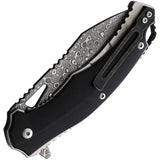 BucknBear Black Panther Liner Lock Knife Damascus Blade 3.5in 4.75in Closed Black G10 EDC by BucknBear