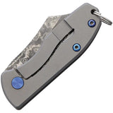 BucknBear Mini EDC Framelock Knife Damascus Sheepsfoot Blade 1.75in Gray Titanium Handle For EDC Enthusiasts by BucknBear