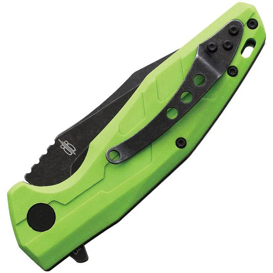 Premium BucknBear Chameleon Linerlock Knife D2 Tool Steel Blade Lime G10 Handle for Outdoor Enthusiasts by BucknBear