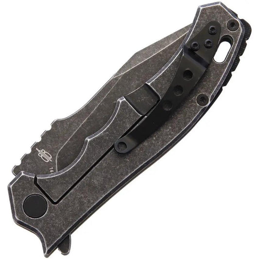 BucknBear Diesel Framelock Knife 3.75in Blade 14C28N Durable Desert Tan G10 Carbon Fiber Inlay EDC by BucknBear