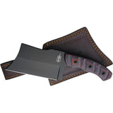 BucknBear Tactical Chopper Knife 440C Full Tang 10 Inch Blade Black Red G10 Handle Leather Sheath For Survivalists by BucknBear