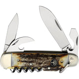 Boker Camp Knife 110182HH Rugged 3.5 Inch Stainless Blade Stag Handle Outdoor Companion by Boker