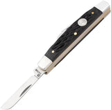 Boker Congress Black Jigged Bone Pocket Knife 3.5 Inch Closed With Triple D2 Tool Steel Blades For Collectors by Boker