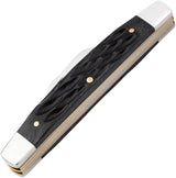 Boker Congress Black Jigged Bone Pocket Knife 3.5 Inch Closed With Triple D2 Tool Steel Blades For Collectors by Boker
