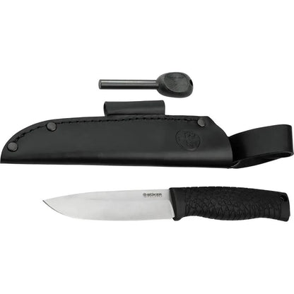 Boker Bronco Fixed Blade Knife CPM 3V 4.5in Satin Blade TPE Handle Outdoor Survival by Boker