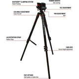 BOG DeathGrip Tripod Aluminum For Hunters With 360 Pan Tilt 0 To 85 Degrees Non Marring Clamps by BOG
