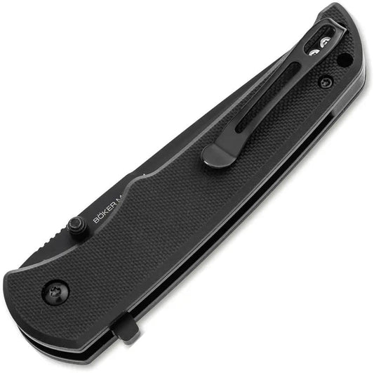 Boker Magnum Blackjay Button Lock Folding Knife For EDC Enthusiasts 4.63 Inch Closed 3.5 Inch Blade Black G10 Handle by Boker Magnum
