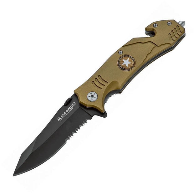 Boker Magnum Army Rescue 42 Linerlock Knife For Emergency Responders Glass Breaker Cord Cutter by Boker Magnum