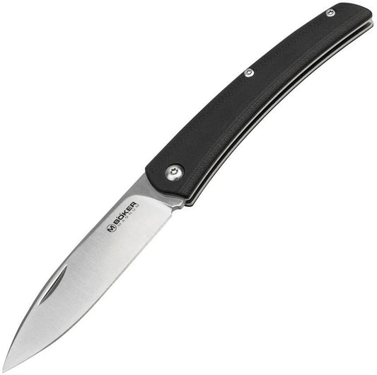 Boker Magnum Long Lead EDC Folder Knife For Everyday Carry Enthusiasts, Slim Satin 8Cr13MoV Blade, Black G10 Handle by Boker Magnum